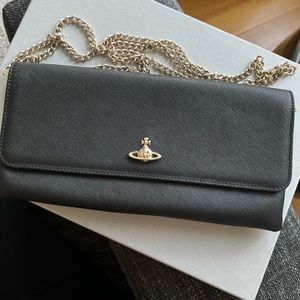 Signature Vivienne Westwood Orb Crossbody Bag (Black/Gold)